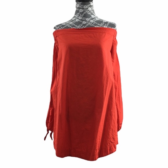 Free People Red Off The Shoulder Sleeve Blouse - Picture 1 of 12